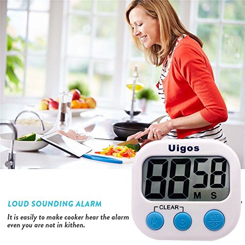 2 Pack Digital Kitchen Timer II 2.0, Big Digits, Loud Alarm, Magnetic Backing, Stand, for Cooking Baking Sports Games Office (White) (2 Pack)