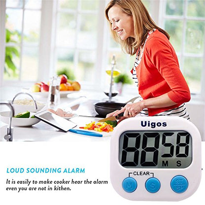 2 Pack Digital Kitchen Timer II 2.0, Big Digits, Loud Alarm, Magnetic Backing, Stand, for Cooking Baking Sports Games Office (White) (2 Pack)