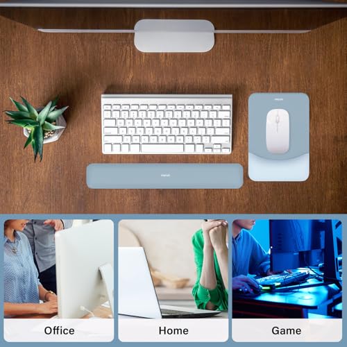 MOSISO Wrist Rest Support Mouse Pad & Keyboard Set, Aquamarine | Rectangular Ergonomic Mousepad, Non-Slip Base, Home/Office Pain Relief & Easy Typing, Neoprene Cloth & Raised Silicone Lining - color: Aquamarine