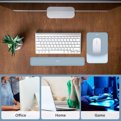 MOSISO Wrist Rest Support Mouse Pad & Keyboard Set, Aquamarine | Rectangular Ergonomic Mousepad, Non-Slip Base, Home/Office Pain Relief & Easy Typing, Neoprene Cloth & Raised Silicone Lining - color: Aquamarine