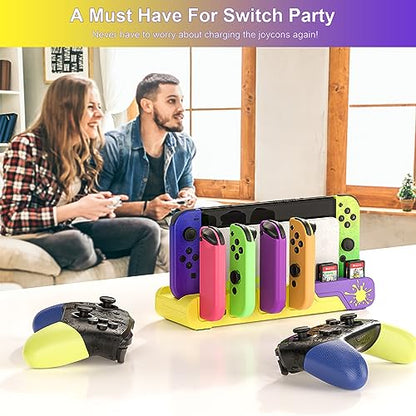 Switch Charging Station - Charges up to 6 Joycons with Game Card Storage Stand for Nintendo Switch & OLED Model Joycons (Designed for Splatoon 3) - color: Splatoon 3 Edition
