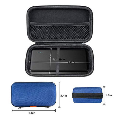 Hard EVA Protective Case, Portable Storage Bag with Mesh Pocket | Fits Power Bank, Hard Drive, Cell Phone, Charging Cable, External Battery, Travel Organizer, Zipper - color: Black, red and blue