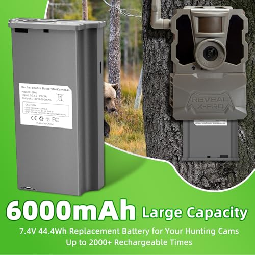 4-Pack Reveal Lipo Lithium Battery Pack, Compatible with Reveal SK, X, XB, X Pro, Pro 3.0, X Gen 2.0/Gen 3.0 Trail Camera Rechargeable Battery Cartridges, Support Solar Charging, With LED Indicator