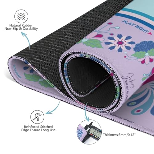Mahjong Mat for Table with Carrying Bag & 3 Dice, Lavender Peacock 31.5"x31.5" Square Rubber Mahjong Table Cover, Non-Slip & Noise Reduction Gaming Mat for Mah Jongg, Poker, Dominoes & Tile Games - color: Lavender Purple