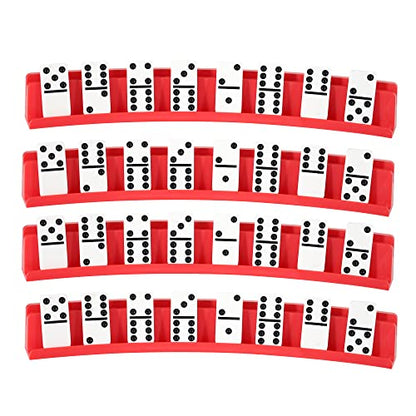 (Set of 4) Playing Card Holder for Kids Seniors, Domino Holder, Plastic Hands Free Cards Holders for Canasta, Poker Parties, Dominoes (Red) - color: Red