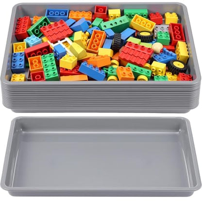 Maitys 15 Pack Plastic Art Trays 12 x 16 Inch Activity Crafts Trays Sensory Tray DIY Projects, Painting, Beads, Jewelry Office Home Organizer Arts and Crafts Supplies(Gray) - color: Gray