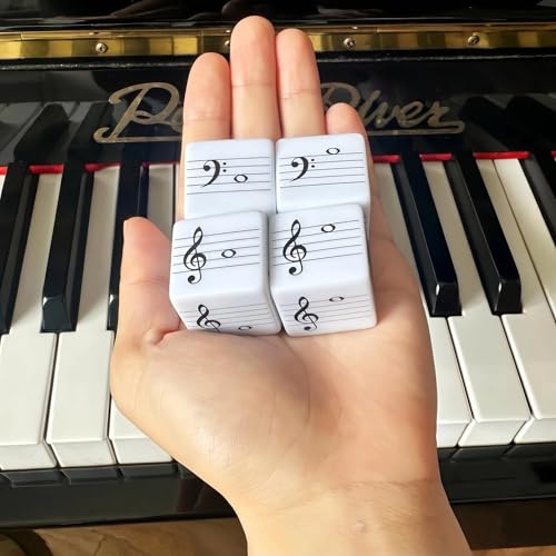 4Pcs Fun Five-Line Staff Music Note Dice, Large 25mm Music Theory Dice, Includes Two High-Pitched Symbols and Two Low-Pitched Symbols for Theory Learning - color: Music Dice-4 Pcs