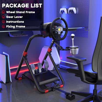 DIWANGUS Racing Wheel Stand with SeatLink Part Foldable Steering Wheel Car Simulator Adjustable Sim Racing for Logitech G29 G920 G923 G27 G25 for T248X T248 T300RS T150 458 TX PS4 PS5 Accessories