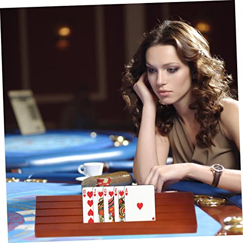 YARNOW 1pc Sturdy Wood Card Holder Stand for Play Desktop Organizer for Poker and Card Games Base Slots