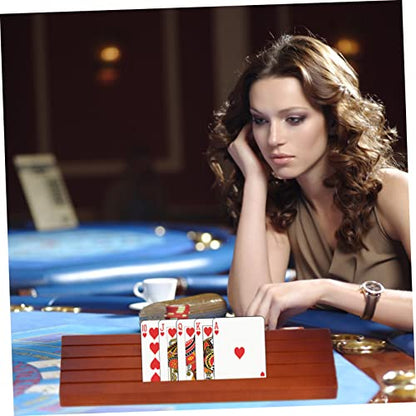 YARNOW 1pc Sturdy Wood Card Holder Stand for Play Desktop Organizer for Poker and Card Games Base Slots