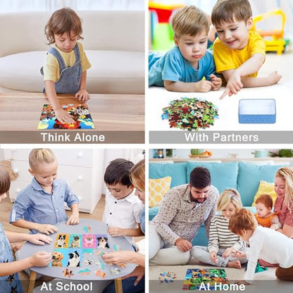 LELEMON Puzzles for Kids Ages 4-6,4-Pack Dogs Fire Fighting Garbage Truck Farm 60 Piece Puzzles for Kids Ages 4-8 in a Metal Box,Educational Jigsaw Puzzles Puzzle Games Puzzle Toys for Girls and Boys - color: Dogs Fire Fighting Garbage Truck Farm