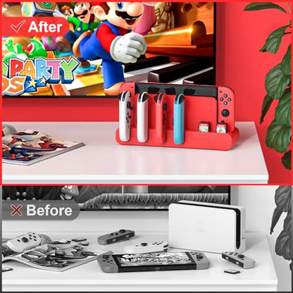 Switch Charging Dock - Mario Red Edition & Switch Model Joycon, Charges up to 6 Joycons with Game Card Storage Stand - color: Mario Red Edition