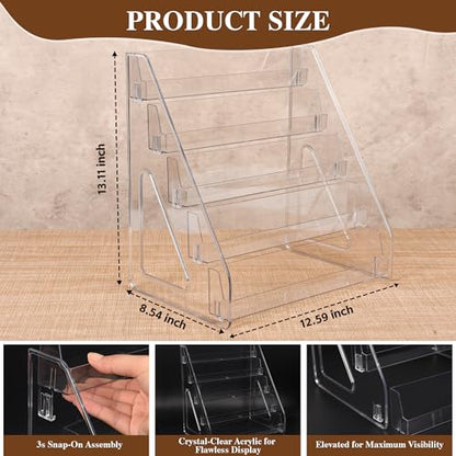CELSOL Elevated 5 Tier Clear Acrylic Card Display Stand for Trading Cards, Sports Cards, Greeting Cards, Stickers – Slanted Holder for PSA Slabs, Vendors, Collectors & Retail (5 Tier 1 Pack)