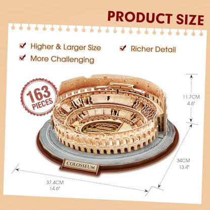 CubicFun Rome Colosseum 3D Puzzles for Adults Kids Model Kit, 163 Pieces
