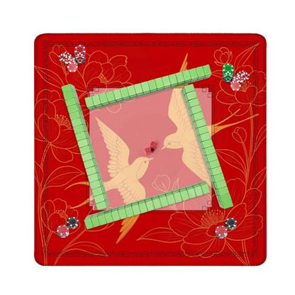 Mahjong Mat 31.5" x 31.5" Elegant Chinese Oriental Elegant Swallow Bird Peony Flower Golden line Non-Slip Noise Reduction Mahjong Tiles Table Cover for Dominoes Poker Card Board and Tile Games - color: Color3