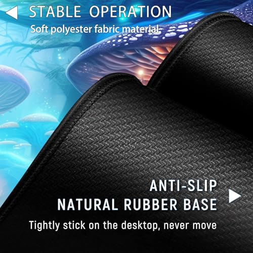 Large Gaming Mouse Pad+ Keyboard Wrist Rest Set, Ergonomics Memory Foam Mouse Mat Wrist Rest Support for Home Office, Waterproof Extended Mousepad 31.5x11.8in, Magic Mushroom Castle Desk Pad - color: Yvb-mousepad-9-f-154