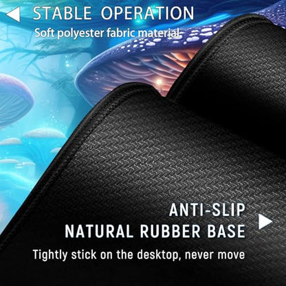Large Gaming Mouse Pad+ Keyboard Wrist Rest Set, Ergonomics Memory Foam Mouse Mat Wrist Rest Support for Home Office, Waterproof Extended Mousepad 31.5x11.8in, Magic Mushroom Castle Desk Pad - color: Yvb-mousepad-9-f-154