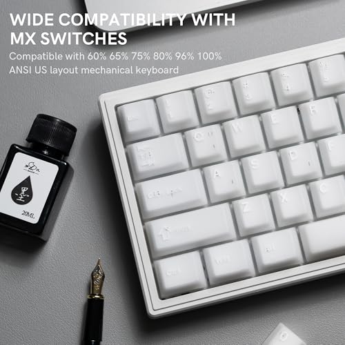 dagaladoo Double Shot PBT keycaps,White Jade, Cherry Profile Keycaps Set | 121-keys Jelly style Custom keycaps full size for 60% 65% 75% 100% Cherry-MX switch Mechanical Keyboard - color: White Jade