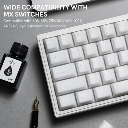 dagaladoo Double Shot PBT keycaps,White Jade, Cherry Profile Keycaps Set | 121-keys Jelly style Custom keycaps full size for 60% 65% 75% 100% Cherry-MX switch Mechanical Keyboard - color: White Jade