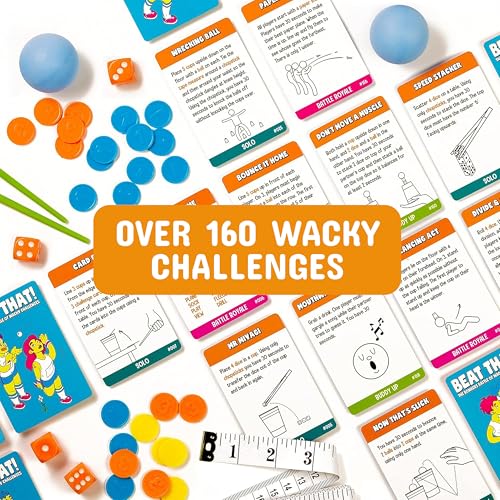 Gutter Games Beat That! Family Game Night Set - 160 Wacky Skill Challenges - Fun Party Activities for Kids and Adults - Interactive Group Game for Birthdays, Holidays, and Gatherings - style: Beat That! Core Game