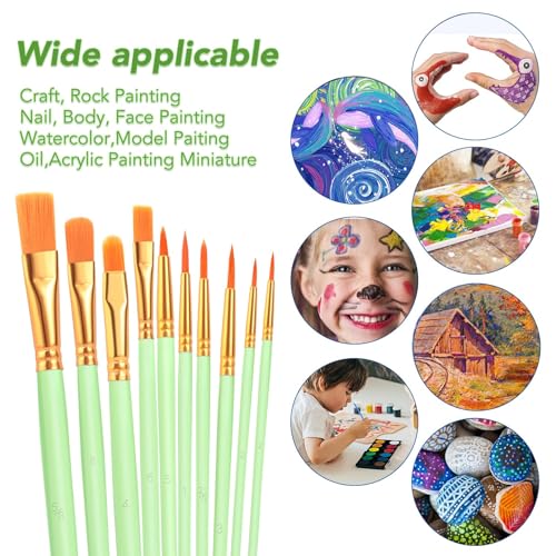 ESRICH Paint Brushes Set,16 Packs 160 Pcs Acrylic Paint Brush Set,Acrylic Oil Watercolor, Face Nail Art, Miniature Detailing,Rock Painting,Painting Artist Professional Kits(Green) - color: Green, size: 160