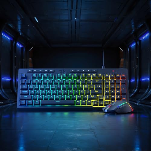 Redragon S141 Combo, K515 Membrane Gaming Keyboard + M616 10000 DPI Mouse | 4 On-the-Fly Combos, Mechanical-Feel Linear Quiet Typing, 6-Button Precision Control, Detachable Wrist Rest, PRO Software - color: S141