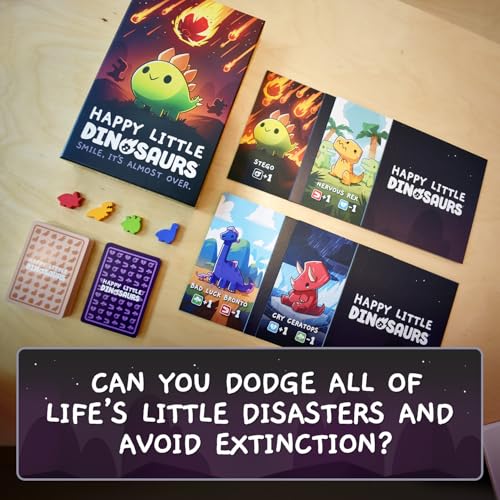 Unstable Games Happy Little Dinosaurs Board Game - Funny Card Game for Adults and Kids - Family Board Games for 2-4 Players, Ages 8 and Up, From the Creators of Unstable Unicorns and Here to Slay - style: Base Game