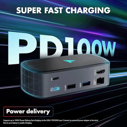 Type C 12 in 1 Wozoyo Docking Station, 4K@60Hz HDMI, Gigabit Ethernet 2XType-C 10Gbps, USB 10 Gbps, PD 100WUSB 2.0, AUX & MIC, SD/TF, Compatible Thunderbolt 4, macOS, Windows, Android & iOS - style: 12-in-1