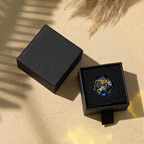 Single D20 Dice - 22mm, 20 Sided D&D Dice for Dungeons and Dragons, DND Dice with Resin Sharp Edge, Handmade Polyhedral for RPG, Roleplaying Games MTG Table Games(Dark Blue Gold) - color: D20-blud Gold