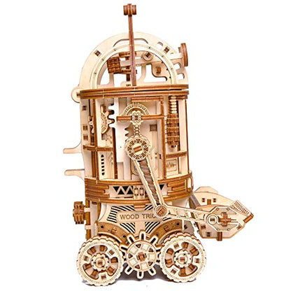 Wood Trick Space Junk Robot 3D Wooden Puzzles for Adults to Build - Rides up to 13 ft - 9.5x6.7 in - Model Kits for Adults - DIY Wooden Models to Build