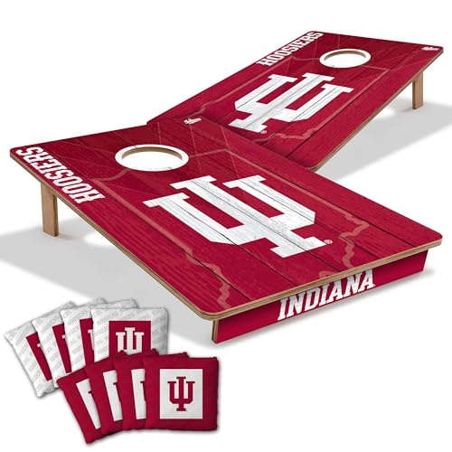 YouTheFan NCAA 2’ x 3’ Wood Cornhole Game with Logo Bags - color: Indiana Hoosiers