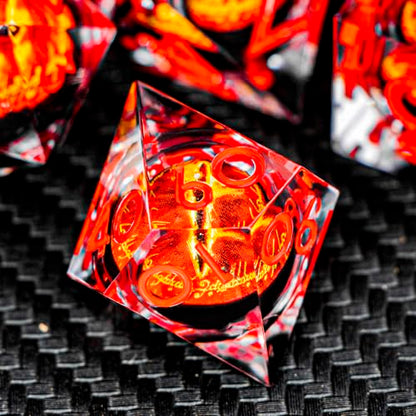 ARUOHHA DND Resin Dice Gazes Eye Dice Liquid Core Red RPG Sharp Edged Dice Set with Gift Box, Polyhedral D and D Dice Set Compatible with Dungeons Dragons Role Playing Game D20 D12 D10 D8 D6 D4 - color: Sl01-transparent