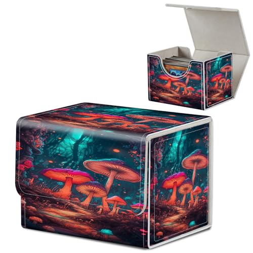 Card Deck Box for MTG, Microfiber Lining and PU Leather Large Size Card Box, Fit 100+ Single Sleeved Cards, Strong Magnet Collectible Card Storage Box Fit TCG, Mushroom Forest - color: Beautiful Dragons