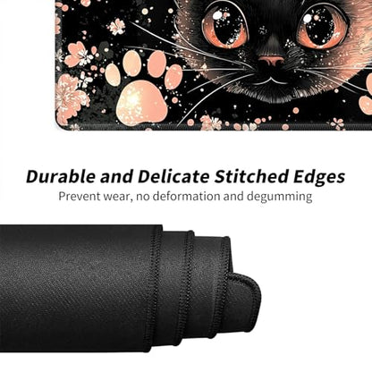 Cute Pink and Black Cat for MTG & TCG Playmat Mouse Pad,BFDHGQZC 24" x 14" Game Mat for MTG/RPG/CCG Trading Card Game Playmats Table Mat Perfect for Card Games Video Games Computer Office - color: Cute Pink and Black Cat