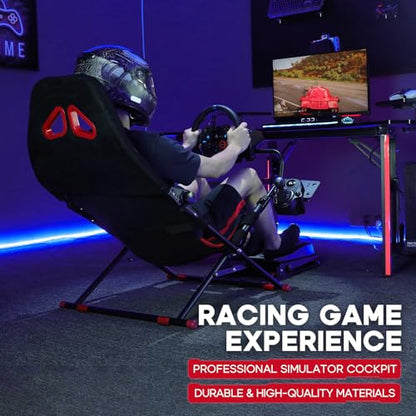 DIWANGUS Racing Wheel Stand Sim Racing Cockpit with Racing Chair Seat Foldable Adjustable Sim Racing Cockpit for Logitech G29 G920 G923 G27 G25 T248 T300RS PS4 PS5