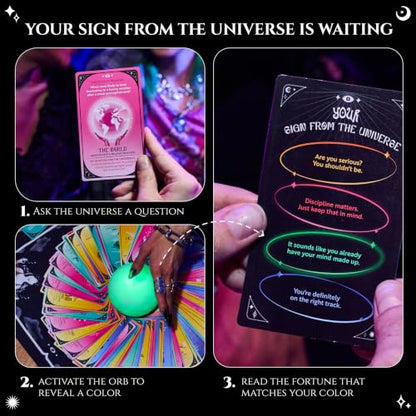 Signs from The Universe by Relatable - Party Game with Tarot Cards and Glowing Orb for Girls Night, Bachelorette Games, Teen Girl Gifts, Sleepover Games – Includes 1 LED Orb, 120 Cards, 1 Bandana Mat - style: Signs from The Universe