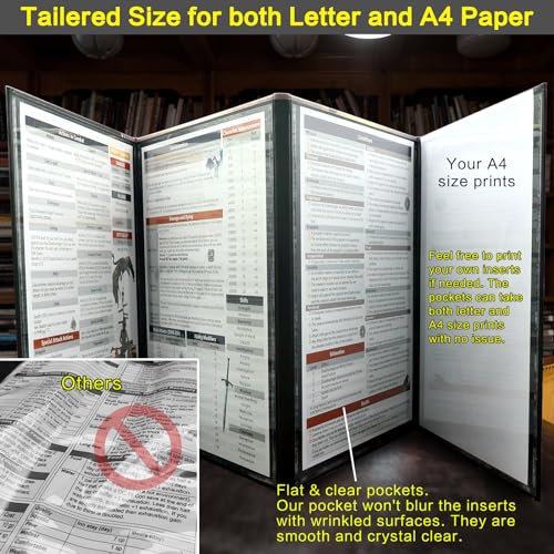 Haxtec DND DM Screen, Master Screen with Inserts Compatible with Dungeons and Dragons Board Game Masters, TTRPG Accessories DND Gifts for DM Dungeons Masters, DND Starter Set - color: Black Brown