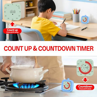 Digital Visual Timer for Kids 12hours Countdown countup Kitchen Timer Student Timer Gym Timer (Pink) - color: Pink