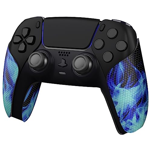 eXtremeRate PlayVital Anti-Skid Sweat-Absorbent Controller Grip for ps5 Controller, Professional Textured Soft Rubber Pads Handle Grips for ps5 Controller - Blue Flame - color: Blue Flame