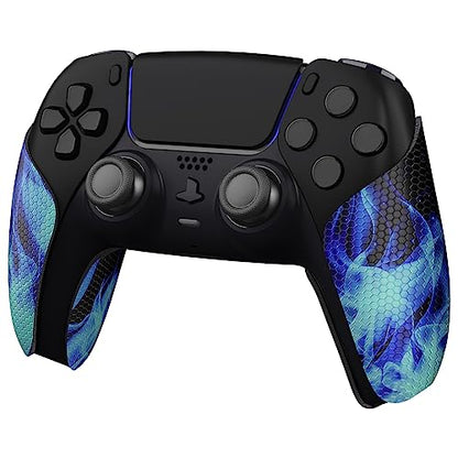 eXtremeRate PlayVital Anti-Skid Sweat-Absorbent Controller Grip for ps5 Controller, Professional Textured Soft Rubber Pads Handle Grips for ps5 Controller - Blue Flame - color: Blue Flame
