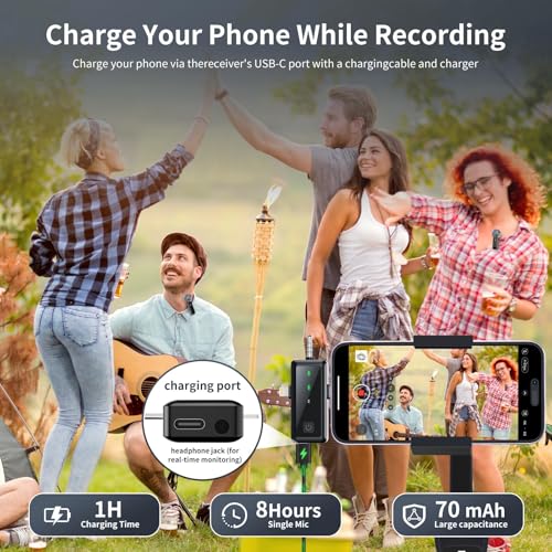 Microphone for iPhone & Android, Wireless Mini Microphone | Battery Display, Clear Voice, Noise Cancelling, 3 in 1 Lavalier Mic for TikTok, YouTube & Interviews, Dual Mic - style: USB-C+Lightning+USB-A+3.5mm Jack