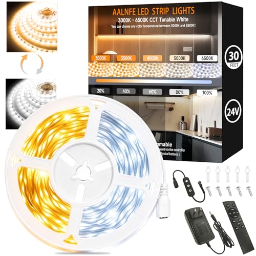 2 Set 10 FT Warm White LED Strip Lights for Bedroom Decor 24V Dimmable Flexible 3000k-6500k LED Rope Lights LED Lights Strip Tape Lights for Romantic Wedding Anniversary Home Indoor - color: White & Warm White, size: 2 Set 10 FT