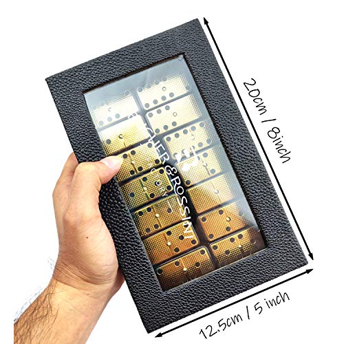 Bucher&Rossini Metal Surface Dominoes Set Double 6 for Adults and Kids - Classic 28Pieces Gold Metal Surface Domino's Game Set Idea Gift Present for Domino Players or Family Game Night - color: Gold New - Double 6