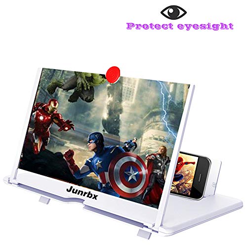 Screen Amplifier Magnifier, New Generation Phone Holder Screen Amplifier, 3D HD Video and Gaming Phone Projector-with Foldable Phone Stand, Supports All Smartphones - color: White