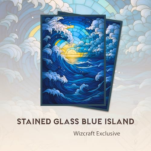 Stained Glass Blue Mana - MTG Card Sleeves, 104ct, Standard Size | Perfect for Double Sleeving, Smudge Resistant Matte Back, Standard 66x92mm - Compatible with Magic The Gathering & TCG Cards - color: Blue Mana