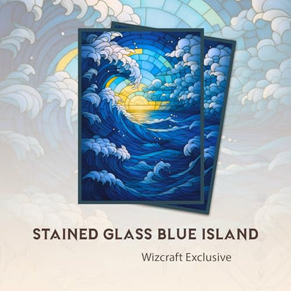 Stained Glass Blue Mana - MTG Card Sleeves, 104ct, Standard Size | Perfect for Double Sleeving, Smudge Resistant Matte Back, Standard 66x92mm - Compatible with Magic The Gathering & TCG Cards - color: Blue Mana