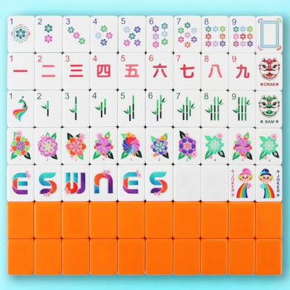 American Mahjong Tile Set - 168 Engrave Mah jongg Tiles Game Sets 1.2-inch Complete Cute Mah Jong, Beautiful Pretty 1.2” Majong Only, Mahjongg with Bag and Dice Accessories (Orange) - color: Orange - 2