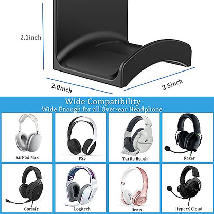 SOKUSIN Headphone Stand Headset Holder - Adhesive Gaming Earphones Hanger, Universal Desk Wall Mount Hook for All Headphone/Controller, Compatible with Beats, AirPods Max,Sony, JBL (Black) - color: Black