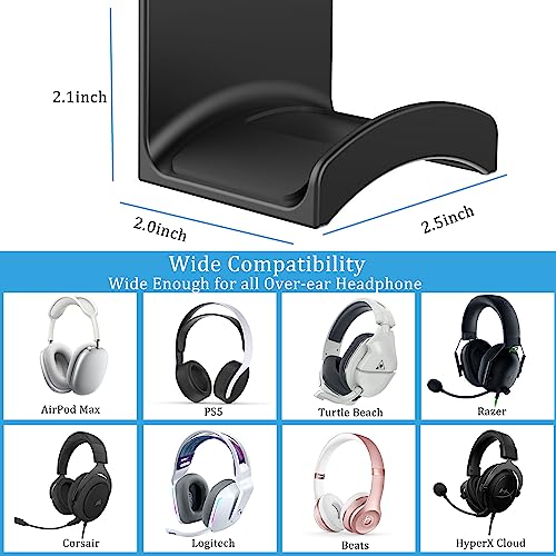 SOKUSIN Headphone Stand Headset Holder - Adhesive Gaming Earphones Hanger, Universal Desk Wall Mount Hook for All Headphone/Controller, Compatible with Beats, AirPods Max,Sony, JBL (Black) - color: Black