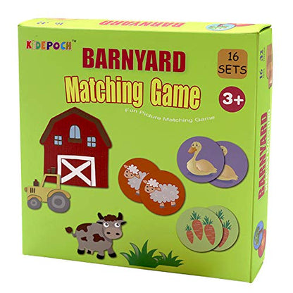 KiDEPOCH Memory Match Game – 16 Matching Pairs Preschool Memory Games Featuring Barnyard Element, Non Toxic Educational Memory Matching Game, Perfect for Kids, Toddlers, 3 Year Old or Up